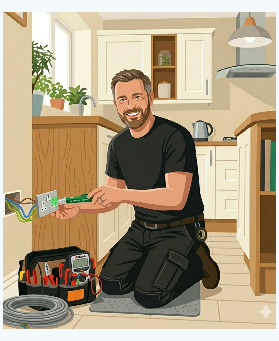 Jon Spark carrying out a socket replacement in a Keynsham home