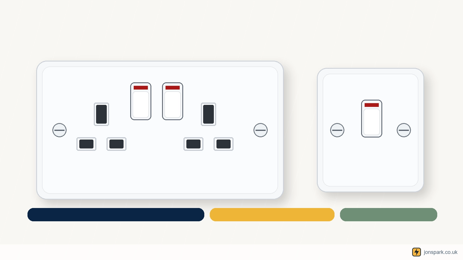 UK double socket and light switch accessory illustration